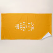 Keep Calm And Your Text on Accent Yellow Strandtuch (Vorderseite)