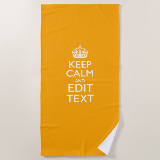 Keep Calm And Your Text on Accent Yellow Strandtuch (Vorderseite)