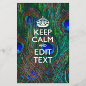 Keep Calm And Your Text on Peacock Feathers Flyer (Vorne)