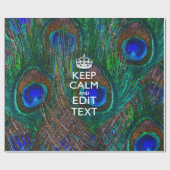 Keep Calm And Your Text on Peacock Feathers Geschenkpapier (Flach)