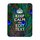 Keep Calm And Your Text on Peacock Feathers Magnet (Vertikal)