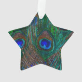 Keep Calm And Your Text on Peacock Feathers Ornament (Rückseite)