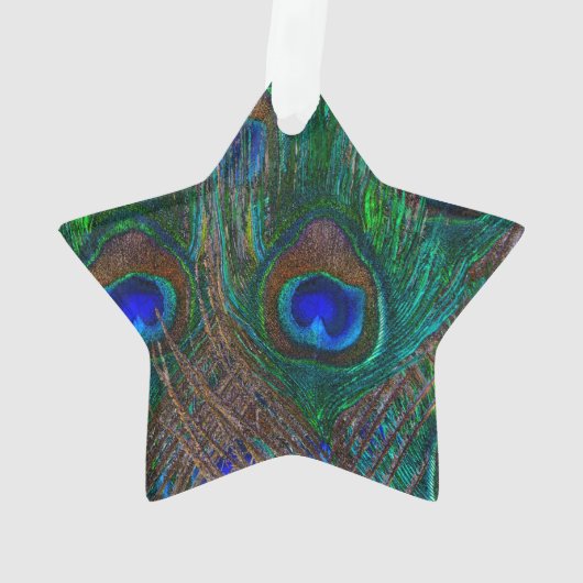 Keep Calm And Your Text on Peacock Feathers Ornament (Rückseite)