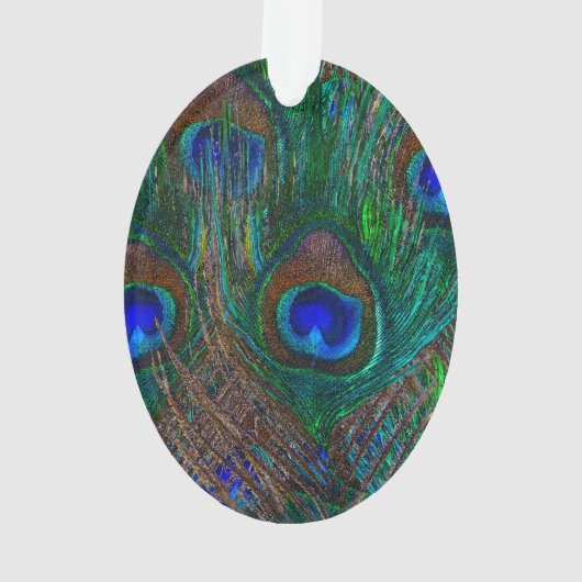 Keep Calm And Your Text on Peacock Feathers Ornament (Rückseite)