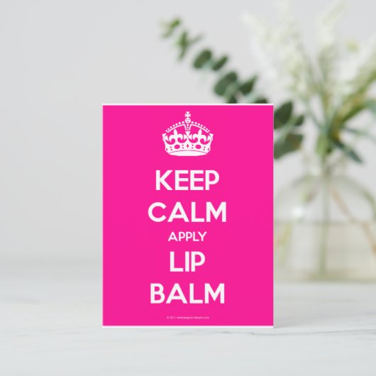 Keep-Calm-Apply-Lip-Balm.pdf Postkarte (Stehend Vorderseite)