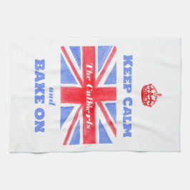 Keep Calm Bake On Union Jack British Flag  Geschirrtuch