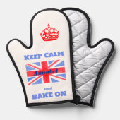 Keep Calm Bake On Union Jack British Flag NAME Ofenhandschuh (Vorderseite/Rückseite)