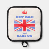 Keep Calm Bake On Union Jack British Flag Topflappen (Vorderseite)