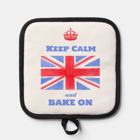 Keep Calm Bake On Union Jack British Flag Topflappen (Vorderseite)