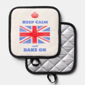 Keep Calm Bake On Union Jack British Flag Topflappen (Vorderseite/Rückseite)