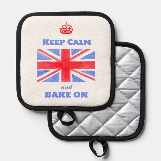 Keep Calm Bake On Union Jack British Flag Topflappen (Vorderseite/Rückseite)