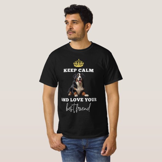 Keep Calm Bernese Tee, Bernese Mountain Dog TShirt (Vorne ganz)