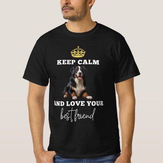 Keep Calm Bernese Tee, Bernese Mountain Dog TShirt (Vorderseite)