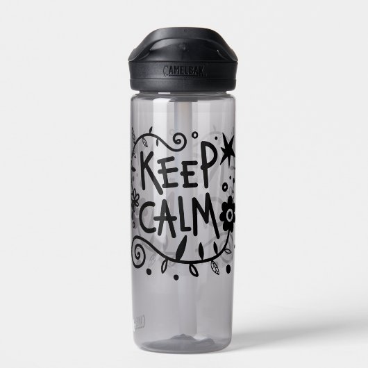 Keep Calm Bold Typography Black and White Trinkflasche (Rückseite)