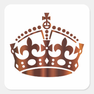 Keep Calm Bronzene Krone - Hintergrund ändern Quadratischer Aufkleber