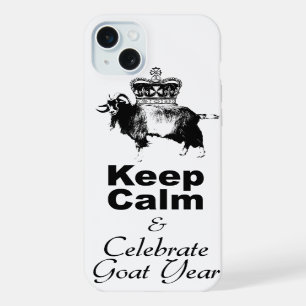 Keep Calm Celebrate Goat Year White Hülle für iPho iPhone 15 Plus Hülle