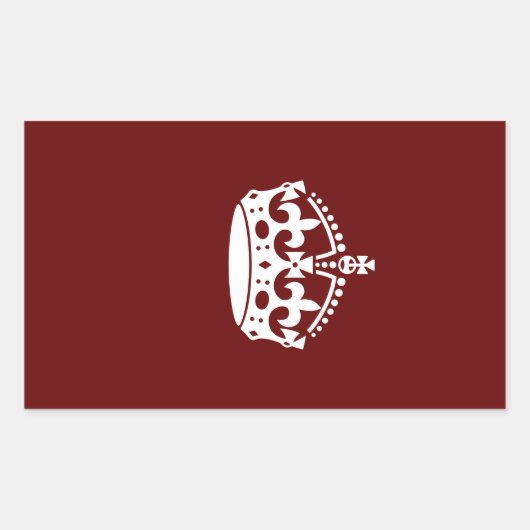 Keep Calm Crown Icon on Burgundy Red Rechteckiger Aufkleber (Vorderseite)