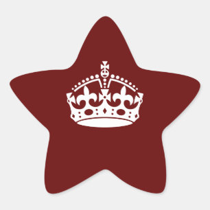 Keep Calm Crown Icon on Burgundy Red Stern-Aufkleber