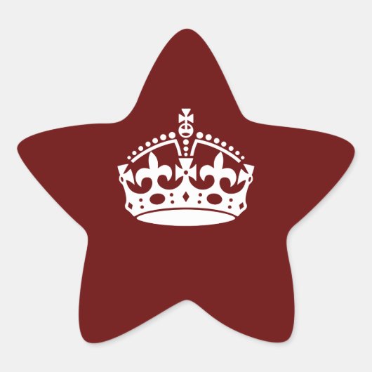 Keep Calm Crown Icon on Burgundy Red Stern-Aufkleber (Vorderseite)