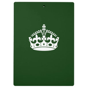 KEEP CALM CROWN on Green Customize This Klemmbrett