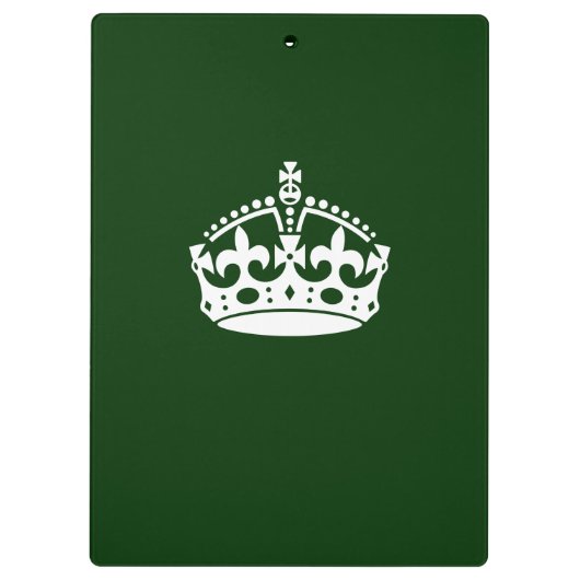 KEEP CALM CROWN on Green Customize This Klemmbrett (Rückseite)