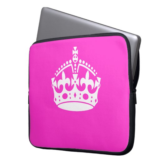 KEEP CALM CROWN on Hot Pink Customize This! Laptopschutzhülle (Vorderseite Links)