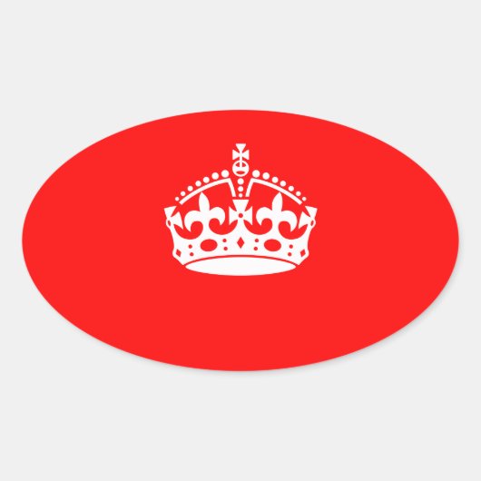 KEEP CALM CROWN on Red Decor Ovaler Aufkleber (Vorderseite)