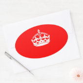 KEEP CALM CROWN on Red Decor Ovaler Aufkleber (Umschlag)