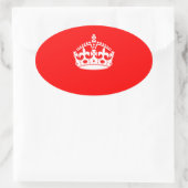 KEEP CALM CROWN on Red Decor Ovaler Aufkleber (Tasche)