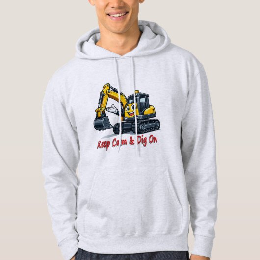 Keep Calm Dig On Cute Excavator Men's Hoodie (Vorderseite)