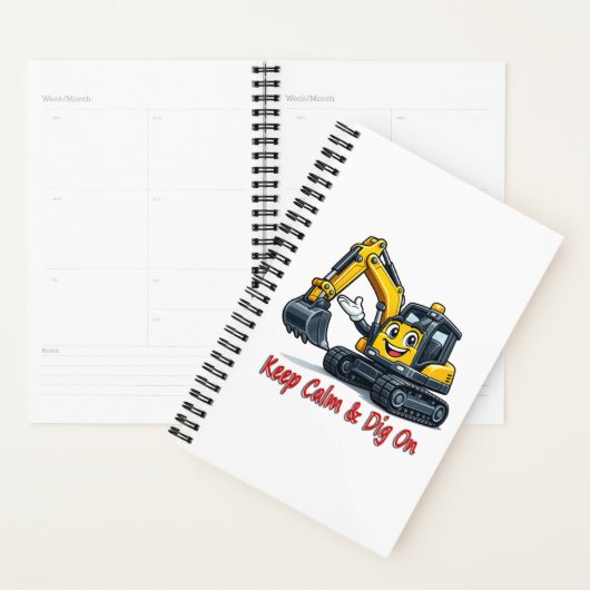 Keep Calm Dig On Cute Excavator Spiral Notebook Planer (Anzeige)