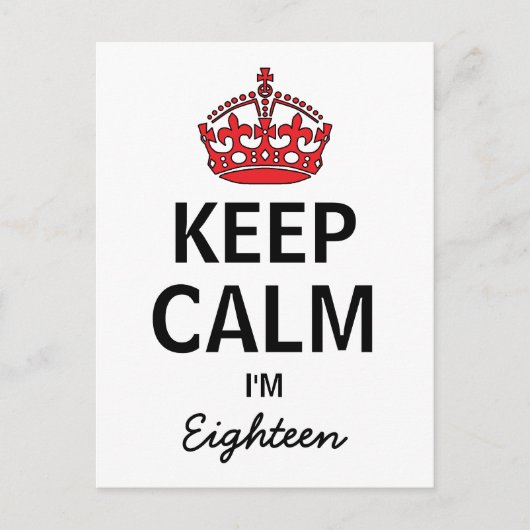 Keep Calm Eighteenth Birthday Einladung (Vorderseite)