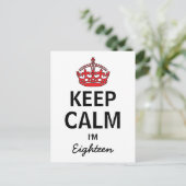 Keep Calm Eighteenth Birthday Einladung (Stehend Vorderseite)