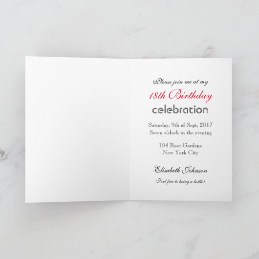 Keep Calm Eighteenth Birthday Einladung (Innenseite)