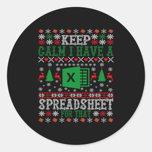 Keep Calm I Have A Spreadsheet For That Christmas  Runder Aufkleber (Vorderseite)