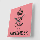 KEEP CALM I'M A BARTENDER QUADRATISCHE WANDUHR (Winkel)