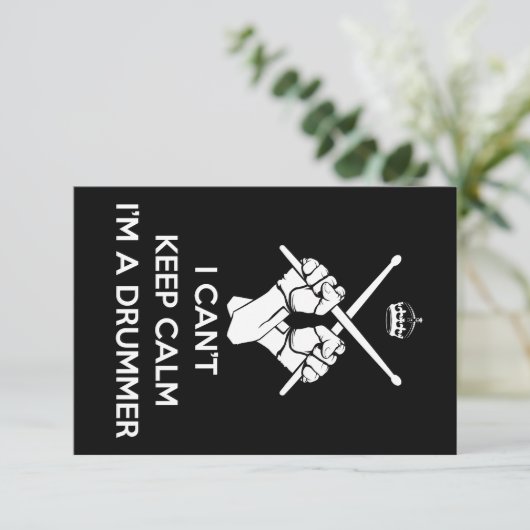 Keep calm I'm a drummer, can't keep calm Dankeskarte (Stehend Vorderseite)