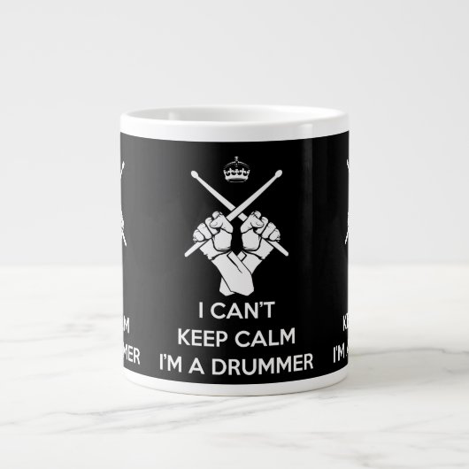 Keep calm I'm a drummer, can't keep calm Jumbo-Tasse (Vorderseite)