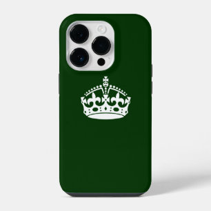 Keep Calm Krone auf Waldgrün iPhone 14 Pro Hülle