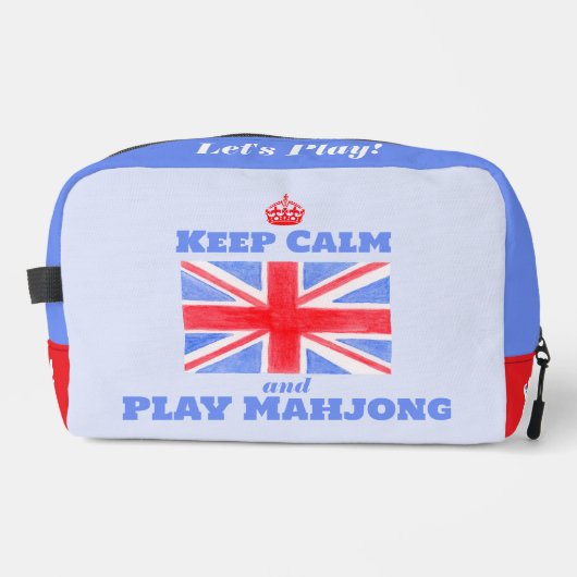 Keep Calm Mahjong Union Jack Brit Flag Tile Bag Waschbeutel (Vorderseite)