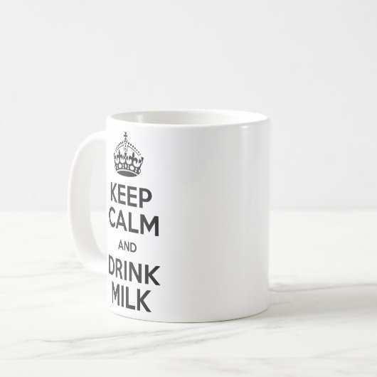 Keep Calm Milk zerteilt Kaffeetasse (Vorderseite Links)