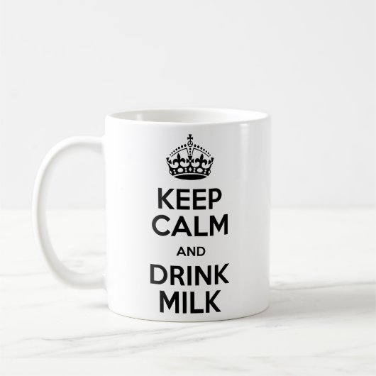 Keep Calm Milk zerteilt Kaffeetasse (Links)