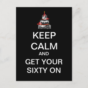 KEEP CALM Mod 60. Geburtstagskarte (Schwarz) Postkarte