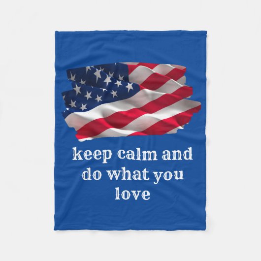 keep calm quote and vibrant american flag fleecedecke (Vorderseite)