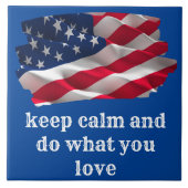 keep calm quote and vibrant american flag fliese (Vorderseite)