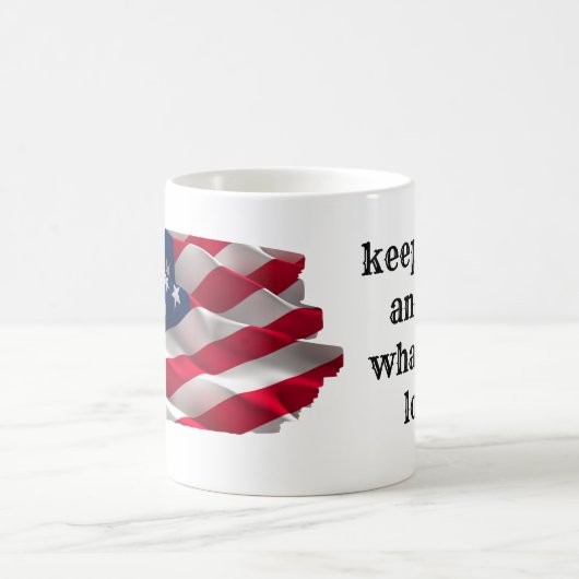 keep calm quote and vibrant american flag kaffeetasse (Mittel)