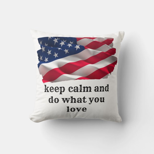 keep calm quote and vibrant american flag kissen (Vorderseite)