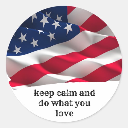 keep calm quote and vibrant american flag runder aufkleber (Vorderseite)