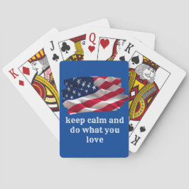keep calm quote and vibrant american flag spielkarten