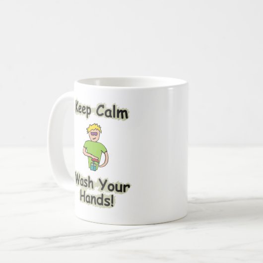 Keep Calm Wash Your Hands Kaffeetasse (Vorderseite Links)